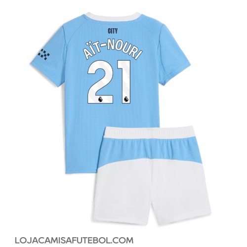 Camisa de Futebol Manchester City Rayan Ait-Nouri #21 Equipamento Principal Infantil 2025-26 Manga Curta (+ Calças curtas)